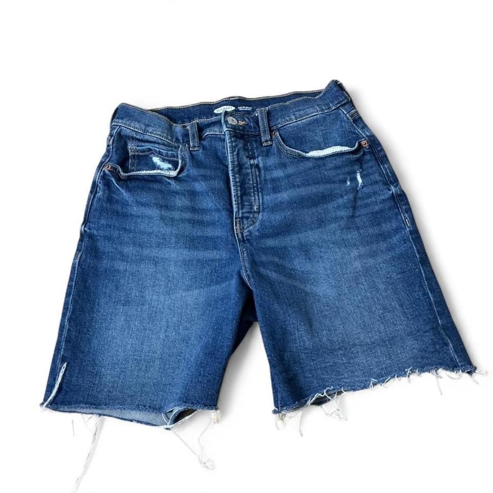 Old Navy Sky-Hi Extra High Rise Distressed Raw Hem Denim Shorts Blue Size 8